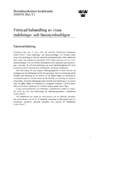 Omslaget till bet. 2000/01:BoU11
