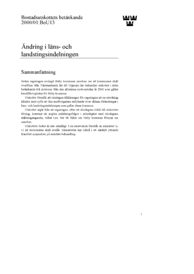 Omslaget till bet. 2000/01:BoU13