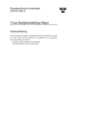 Omslaget till bet. 2000/01:BoU4