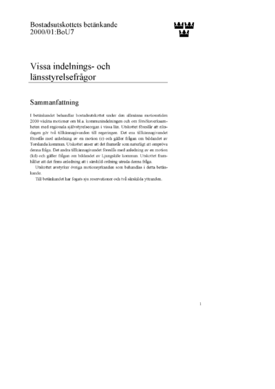 Omslaget till bet. 2000/01:BoU7