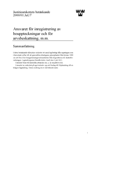 Omslaget till bet. 2000/01:JuU7