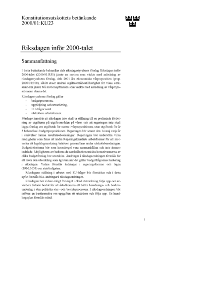 Omslaget till bet. 2000/01:KU23