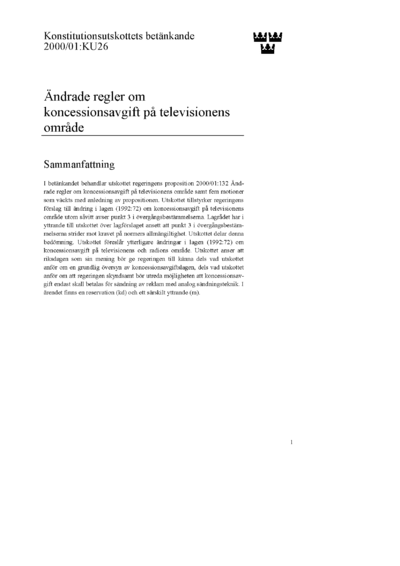 Omslaget till bet. 2000/01:KU26