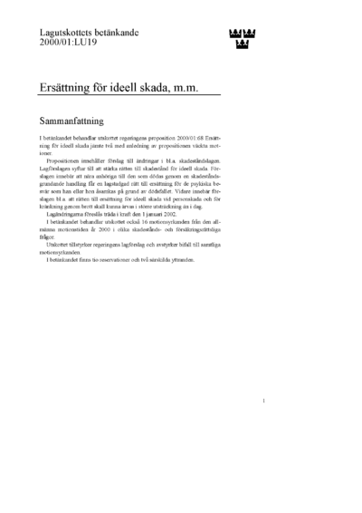Omslaget till bet. 2000/01:LU19