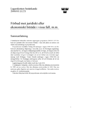 Omslaget till bet. 2000/01:LU21