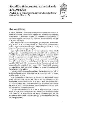 Omslaget till bet. 2000/01:SfU1