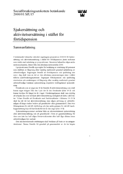 Omslaget till bet. 2000/01:SfU15