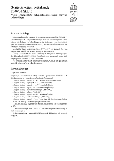 Omslaget till bet. 2000/01:SkU13