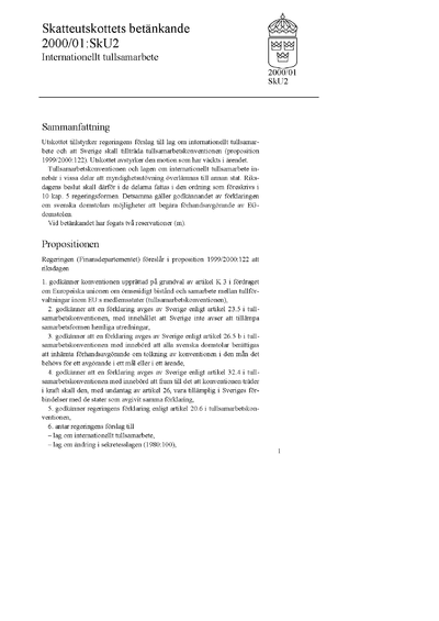 Omslaget till bet. 2000/01:SkU2