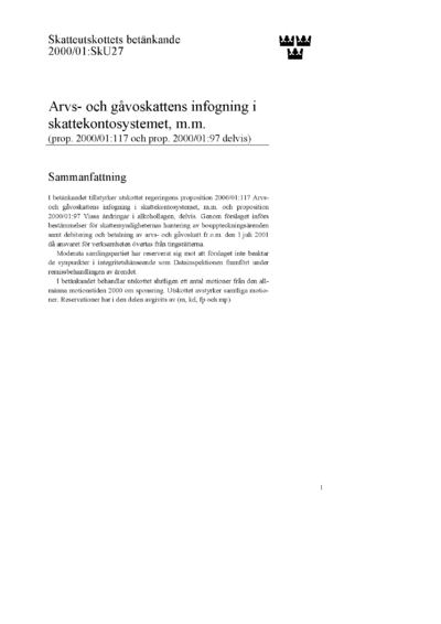 Omslaget till bet. 2000/01:SkU27