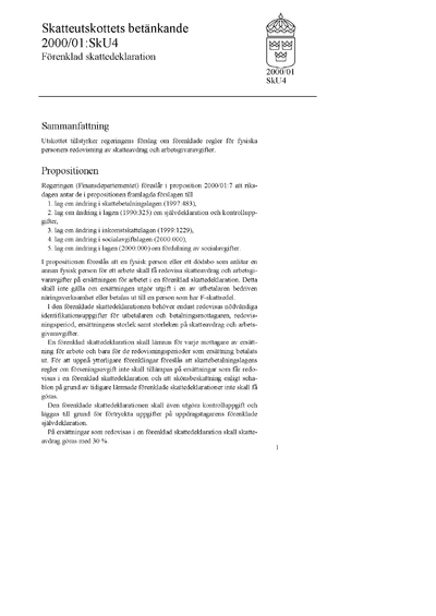 Omslaget till bet. 2000/01:SkU4