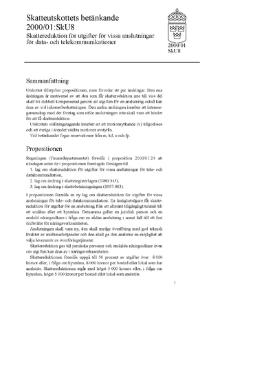 Omslaget till bet. 2000/01:SkU8