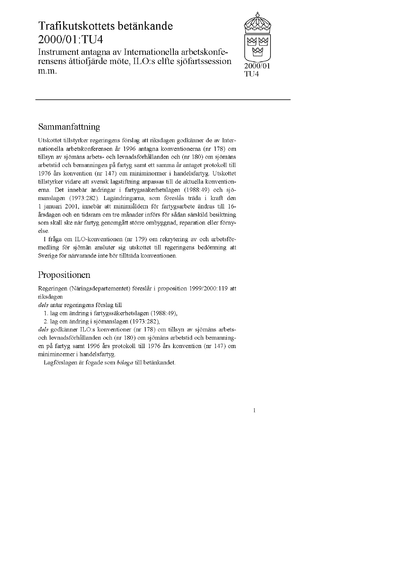 Omslaget till bet. 2000/01:TU4