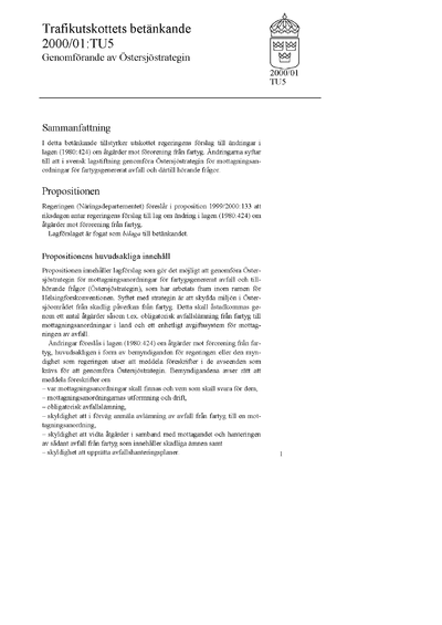 Omslaget till bet. 2000/01:TU5