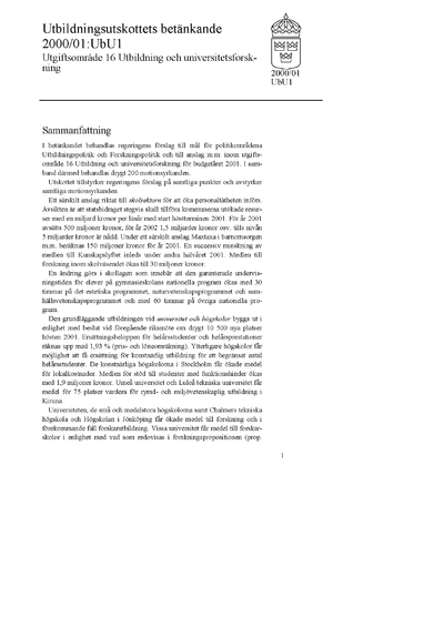 Omslaget till bet. 2000/01:UbU1