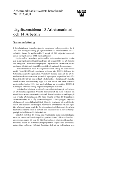 Omslaget till bet. 2001/02:AU1