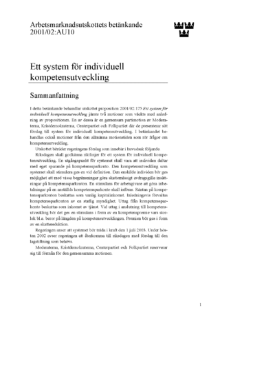 Omslaget till bet. 2001/02:AU10