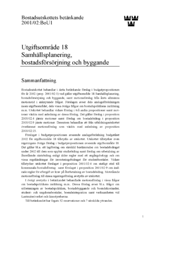 Omslaget till bet. 2001/02:BoU1