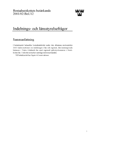 Omslaget till bet. 2001/02:BoU12