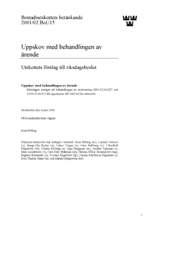 Omslaget till bet. 2001/02:BoU15
