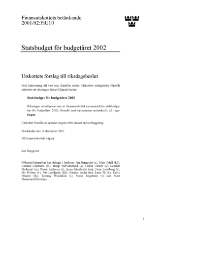 Omslaget till bet. 2001/02:FiU10