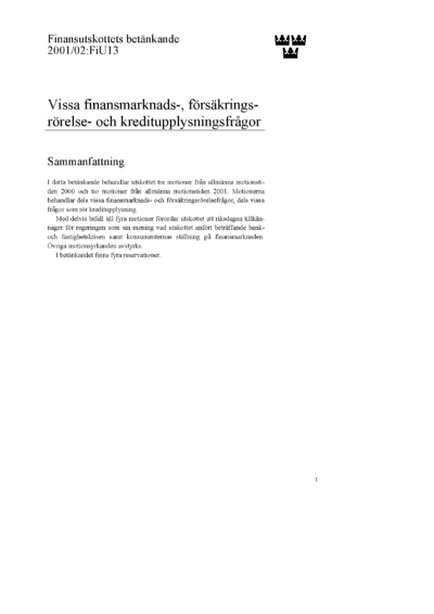 Omslaget till bet. 2001/02:FiU13