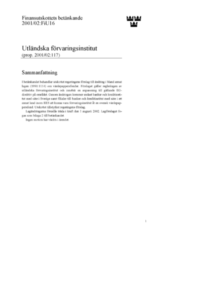 Omslaget till bet. 2001/02:FiU16