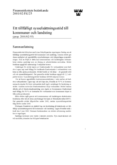 Omslaget till bet. 2001/02:FiU25