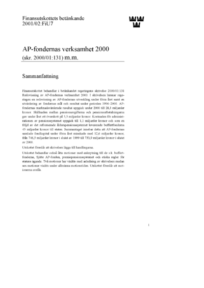 Omslaget till bet. 2001/02:FiU7