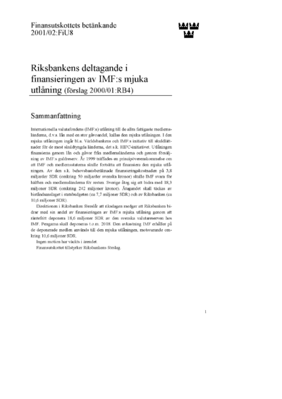 Omslaget till bet. 2001/02:FiU8