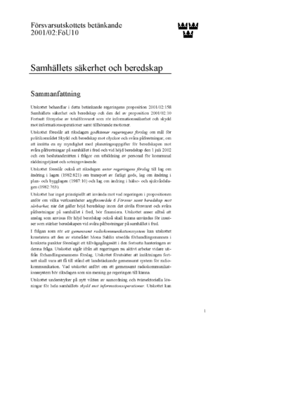 Omslaget till bet. 2001/02:FöU10