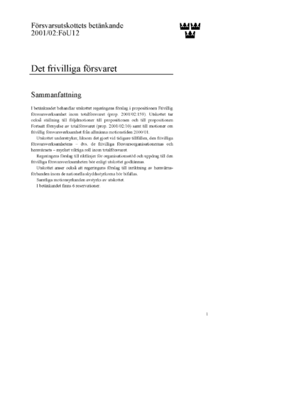 Omslaget till bet. 2001/02:FöU12
