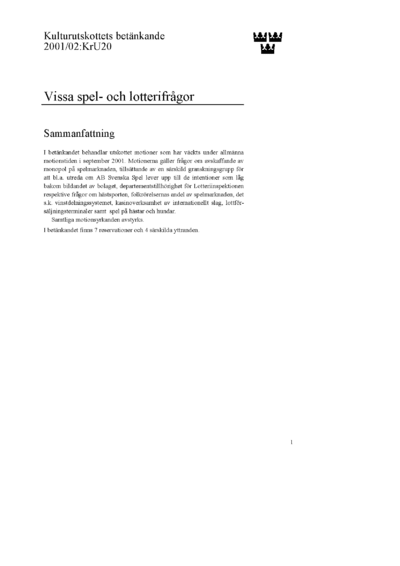 Omslaget till bet. 2001/02:KrU20