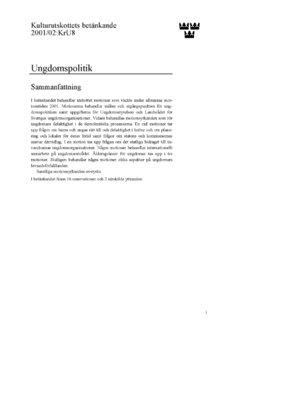 Omslaget till bet. 2001/02:KrU8