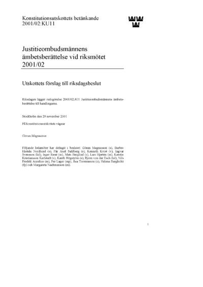 Omslaget till bet. 2001/02:KU11