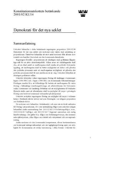 Omslaget till bet. 2001/02:KU14