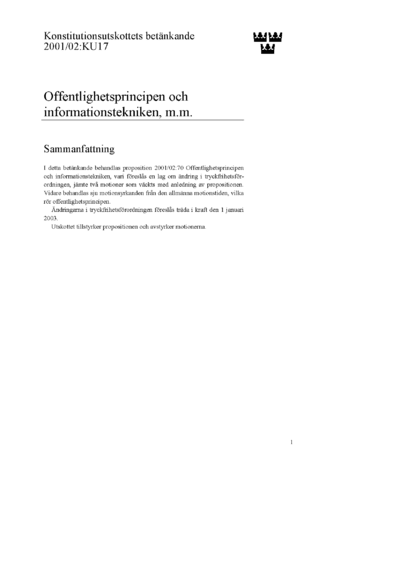 Omslaget till bet. 2001/02:KU17