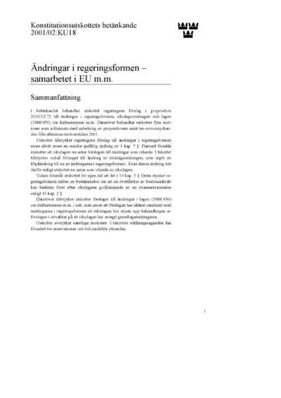 Omslaget till bet. 2001/02:KU18