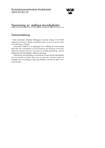 Omslaget till bet. 2001/02:KU19