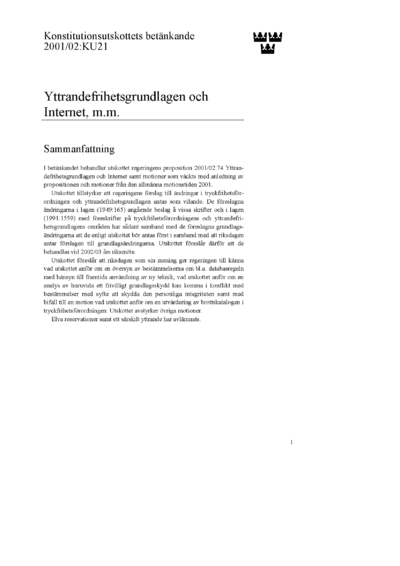 Omslaget till bet. 2001/02:KU21