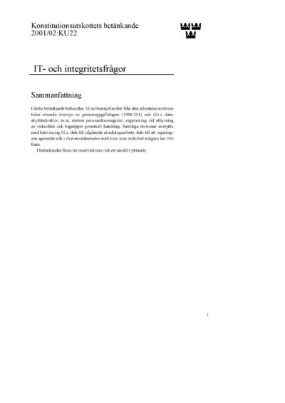 Omslaget till bet. 2001/02:KU22