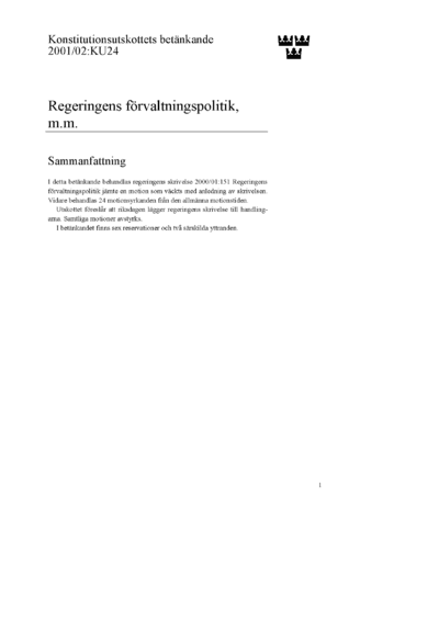 Omslaget till bet. 2001/02:KU24