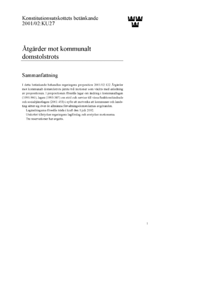 Omslaget till bet. 2001/02:KU27