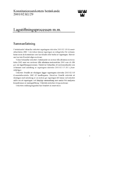 Omslaget till bet. 2001/02:KU29