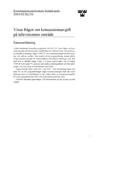 Omslaget till bet. 2001/02:KU36