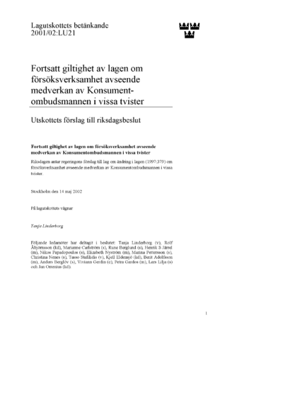 Omslaget till bet. 2001/02:LU21