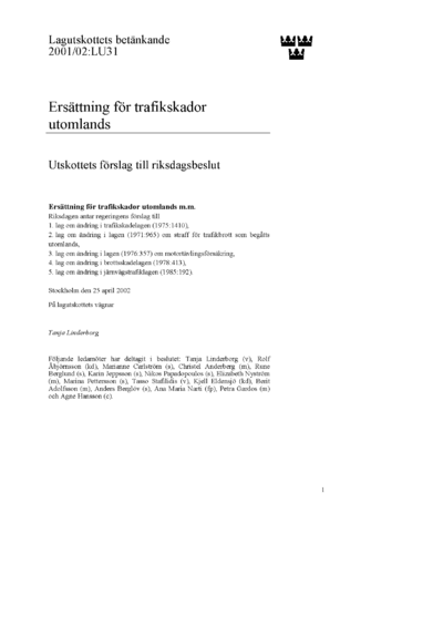 Omslaget till bet. 2001/02:LU31