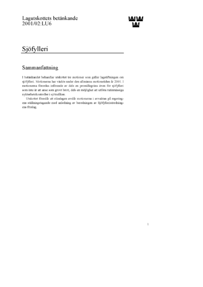 Omslaget till bet. 2001/02:LU6