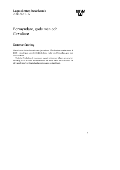 Omslaget till bet. 2001/02:LU7