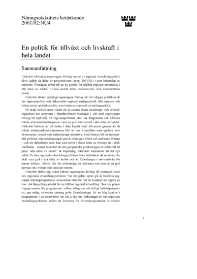 Omslaget till bet. 2001/02:NU4